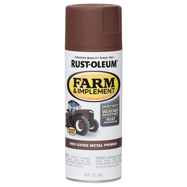 Rust-Oleum 280137 Farm & Implement Spray Primer, 12 oz, Flat Red Metal Oxide Primer