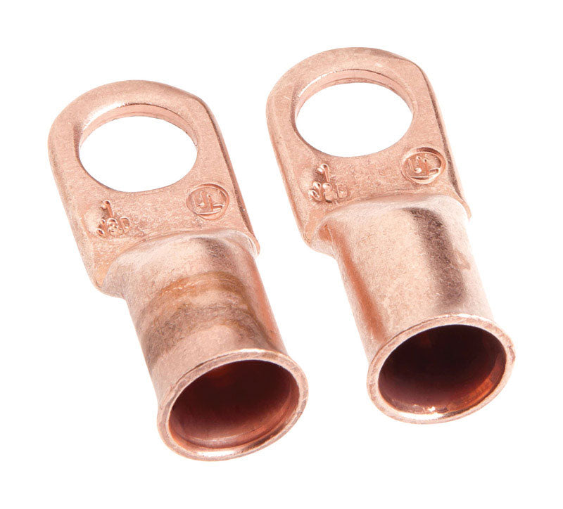 Forney 60095 Copper Cable Lugs, Number 1 Cable with 3/8-Inch Stud Size, 2-Pack