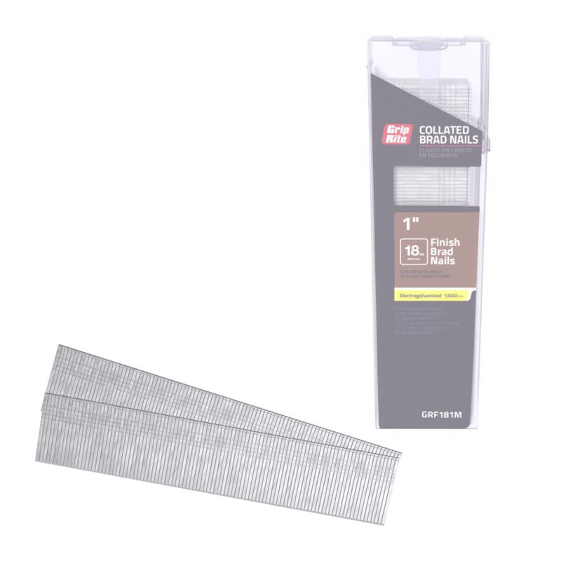 Grip Rite Prime Guard GRF181M 18 Gauge Electrogalvanized Straight Collated Brad Nails, 1"