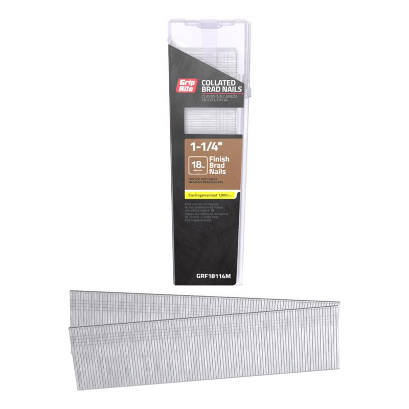 18 Gauge Electrogalvanized Straight Collated Brad Nails, 1-1/4"
