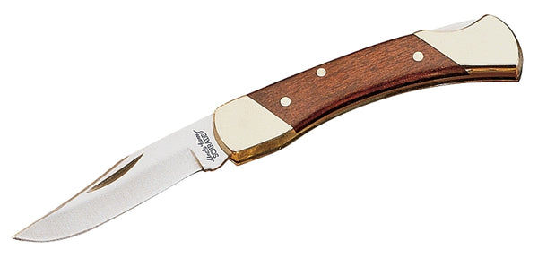 Uncle Henry LB3 Brown Bear 5.1in High Carbon S.S. Folding Knife with a 2.2in Clip Point Blade and Wood Handle for Outdoor Survival, Camping and Hunting