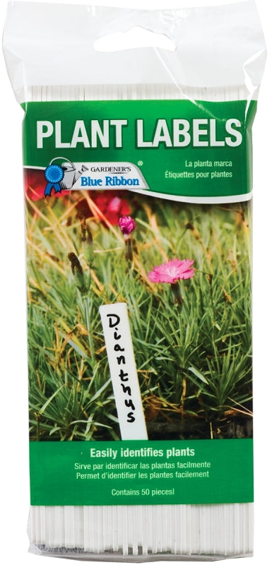 Gardener's Blue Ribbon T022B Plastic Plant Labels (50 Pack), 6", Bright White