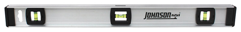 Johnson Level & Tool 1300-2400 Aluminum Level with Ruler, Easy Readability, Shock Absorbent, Silver, 24'', 1 Level