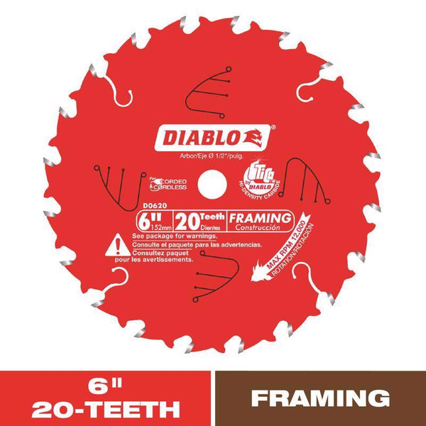 Freud 6-Inch 20 Tooth ATB Trim Saw Blade with 1/2-Inch Arbor D0620X