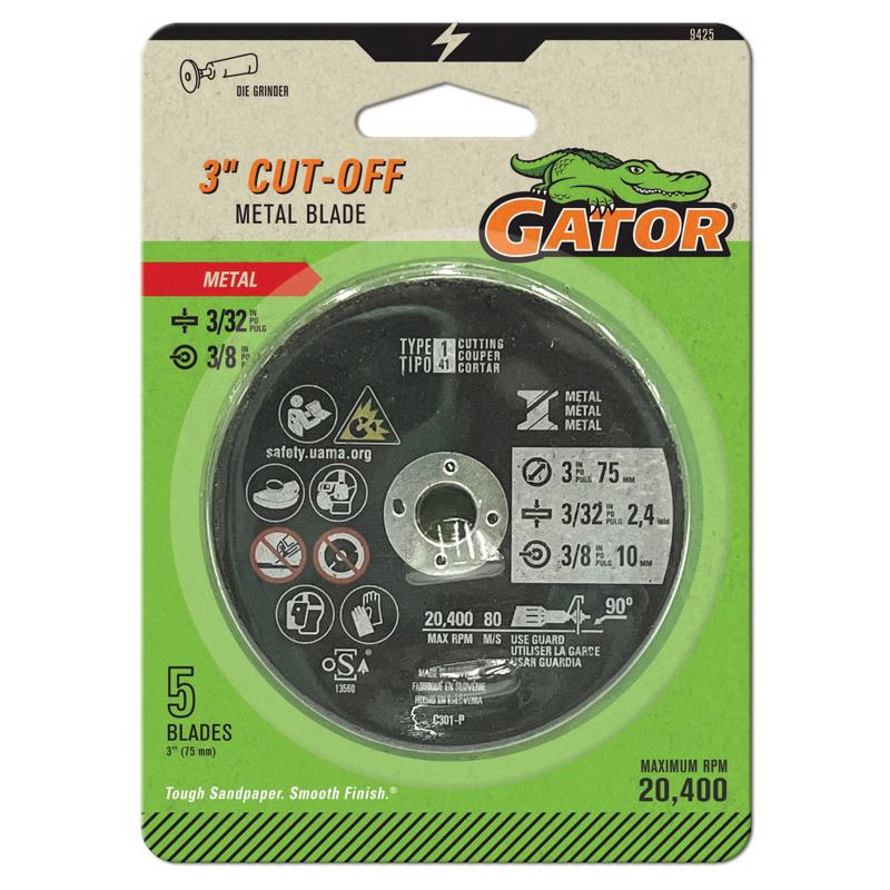 ALI Industries 9425 Gator 3" x 3/32" x 3/8" Metal Cut Off Blade (5 Pack)