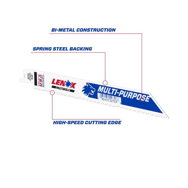 Recip Blade8"10tpi Lenox White Bi-Metal 22753OSB810R