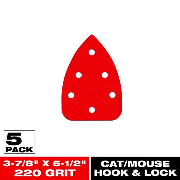 Diablo DCTCAT220H05G 3-7/8 in. x 5-1/2 in. 220 Grit Ultra Fine CAT/Mouse Detail Sanding Sheet with Hook and Lock Backing (5-Pack)