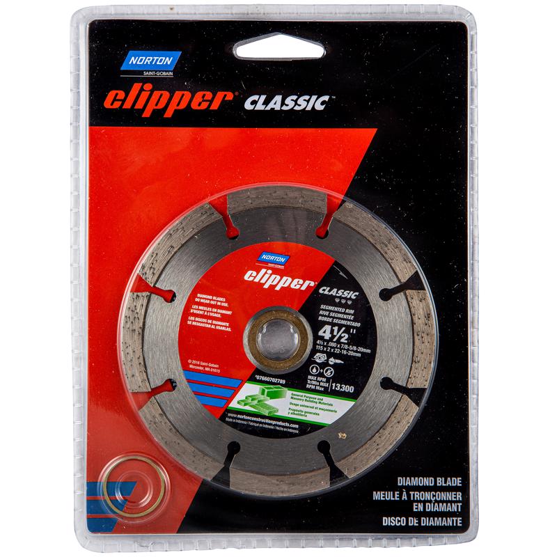 Norton Cut Off Wheel Tile Saw Blade, Clipper Classic Diamond Cutting Wheel, Segmented Rim Cut-Off Type 01, 4.5" Diamond High-Speed Cutting Disc for Tile, Pack of 1