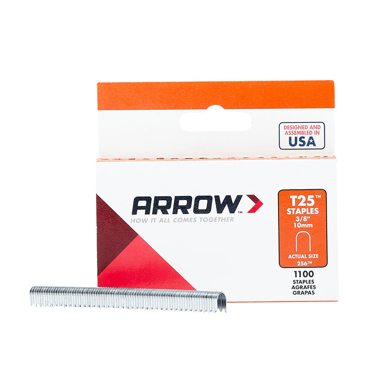 Arrow Heavy Duty T25 Round Crown Staples for Cable and Low Voltage Wiring, 1100 Pack, Leg Length 3/8 Inch, Crown Size 5/16 Inch