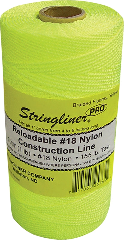Stringliner US Tape 35765#18 Construction Replacement Roll BRAIDED FL. YELLOW 1000'