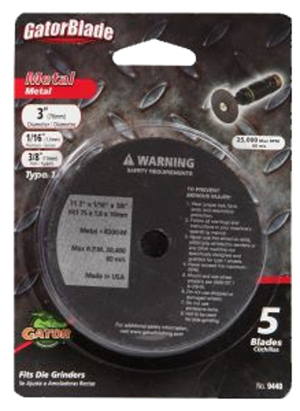 Ali Industries 9440 Gator Grit Metal Cut Off Blade, 3" x 1/16" x 3/8"