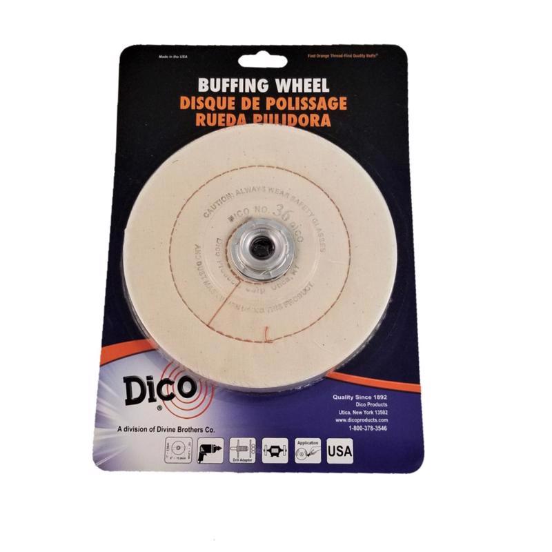 Dico 527-36-6 Cushion Sewn 6-Inch Diameter 1/2-Inch Thick Buffing Wheel