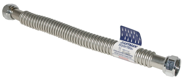 Eastman 0437424 Stainless Steel Corrugated Water Heater Connector 3/4" FIP x 3/4" Female Sweat, 24" Length, Silver 0437012