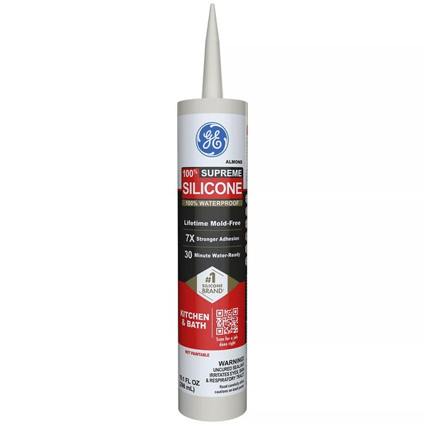 GE Sealants & Adhesives M90010 Supreme Silicone Kitchen & Bath Sealant, 10.1oz, Almond
