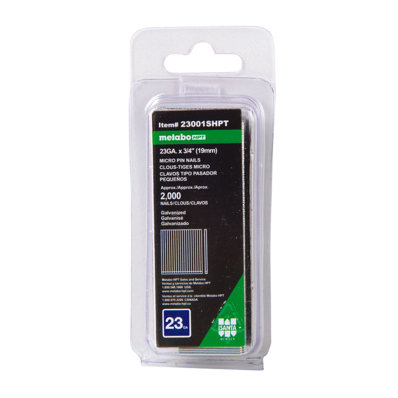 Metabo HPT Pin Nails | 3/4 Inch x 23 Gauge | Electro-Galvanized | 2000 Count | 23001SHPT
