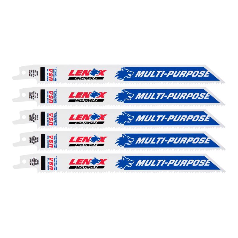 Lenox 20580810R Reciprocating Saw Blade, 3/4 in W, 8 in L, 10 TPI, Carbide Cutting Edge