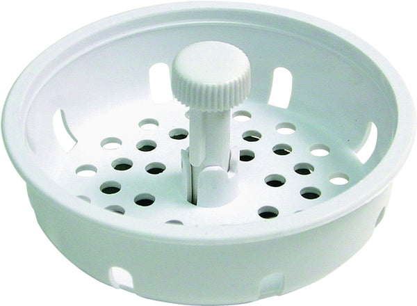 Danco 86792 3-1/4 Inch Basket Strainer with Stopper, White, 1 Count (Pack of 1)