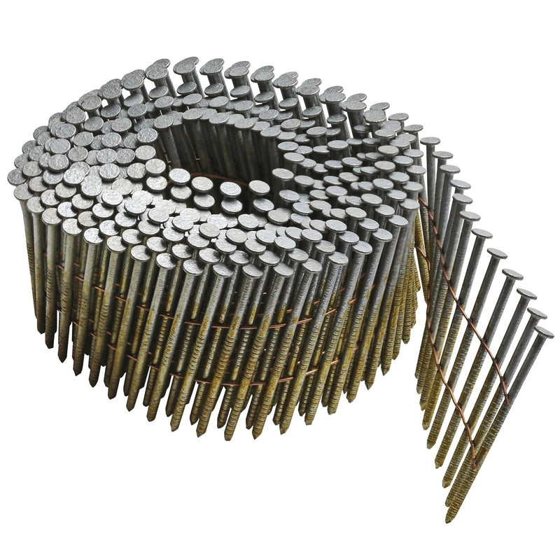 BOSTITCH Framing Nails, Wire Collated Coil, Thickcoat Galvanized, Round Head, 15-Degree, Screw Shank, 3-Inch x .120-Inch, 2700-Pack (C10S120DG)