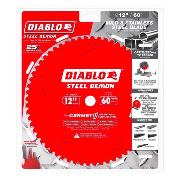 Freud Diablo D1260CF 12-inch Steel Demon 60T Cermet II Carbide Ferrous Metal Saw Blade