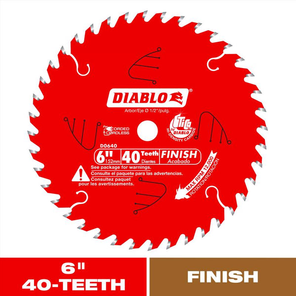 Freud 6-Inch 40 Tooth ATB Trim Saw Blade with 1/2-Inch Arbor D0640X