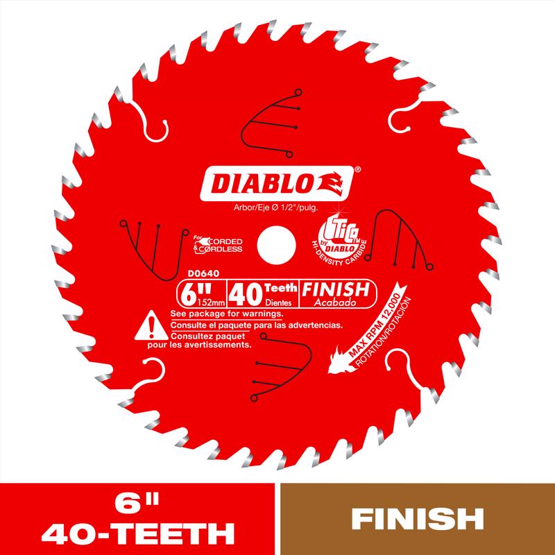 6-Inch 40 Tooth ATB Trim Saw Blade with 1/2-Inch Arbor,