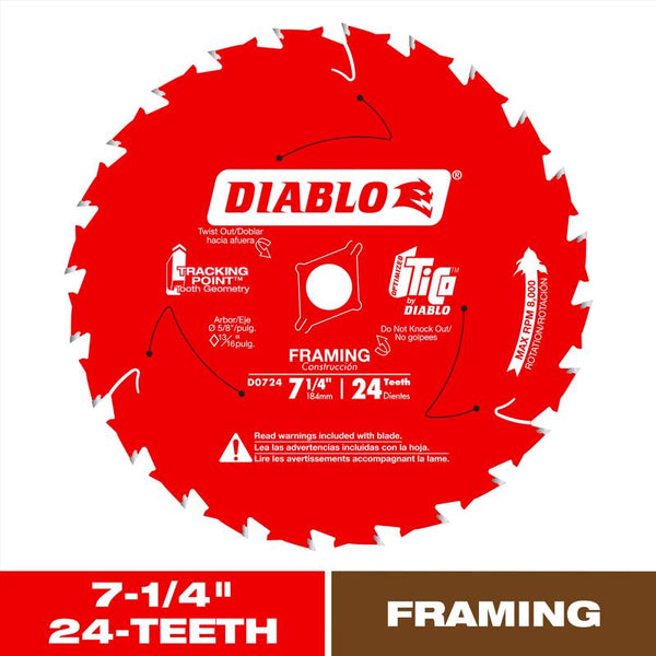 Freud Diablo D0724X 7-1/4'' Saw Blade With 24 Teeth