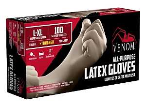 Medline Venom Powdered Latex Multi-Purpose Disposable Gloves, One-Size, 100 Count