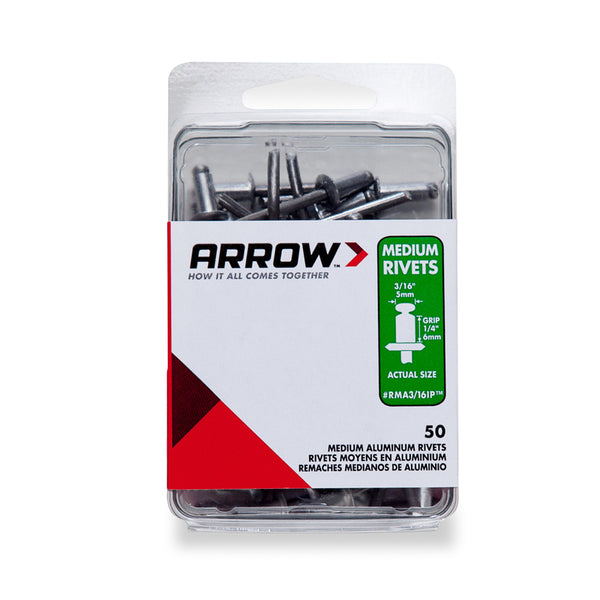 Arrow Fastener RMA3/16IP 3/16" Medium Aluminum Rivets 50 Count