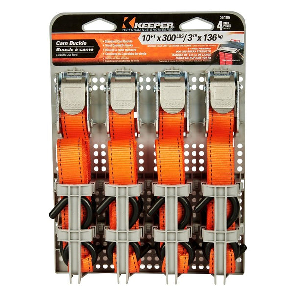 Keeper 05105 10' Cam Buckle Tie Down 4 Count