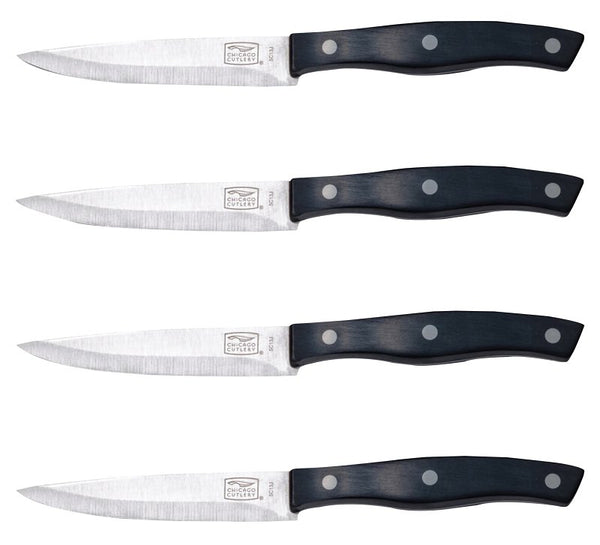 Chicago Cutlery Ellsworth 4-Piece Steak Knives, 4.5" Stainless Steel Blades for Effortless Cutting, For Home Kitchen and Professional Use 1137218