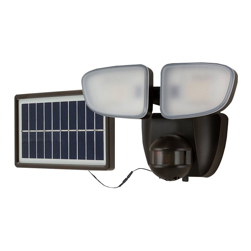 HALO Solar Outdoor LED Flood Light with 180 Degree Motion Sensor Flood & Security Twin Head Light 1500 Lumens Bronze