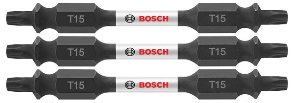 BOSCH ITDET152503 3-Pack 2-1/2 In. Torx #15 Impact Tough Double-Ended Screwdriving Bits
