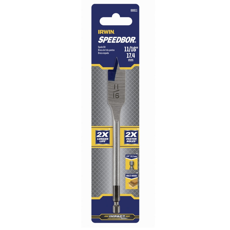 Irwin Speedbor 88811 11/16" Speedbor 2000 Standard Length Flat Wood Boring Bit