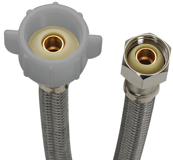 Fluidmaster B3T16 Toilet Connector, Braided Stainless Steel - 1/2 Female Compression Thread x 7/8 Ballcock Thread, 16-Inch Length