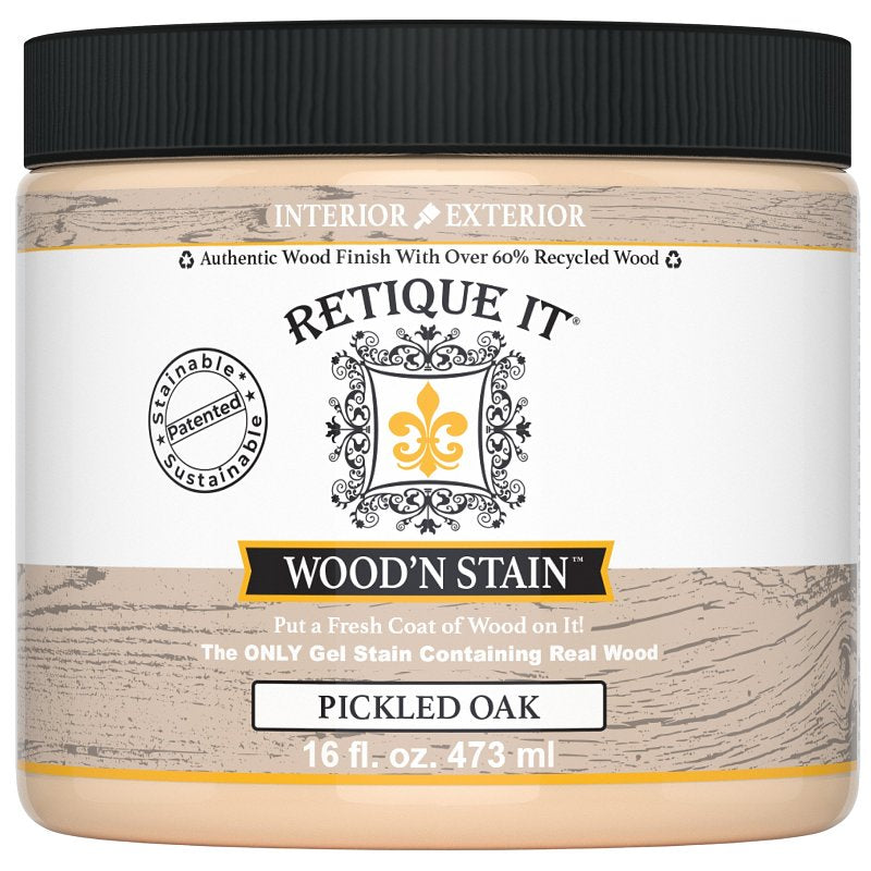 Retique It Wood'n Stain - Liquid Wood Gel Stain Interior/Exterior (16 oz (Pint), 70 Pickled Oak)
