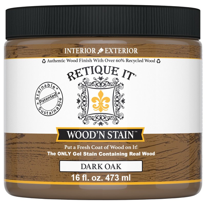 Retique It Wood'n Stain - Liquid Wood Gel Stain Interior/Exterior (16 oz (Pint), 35 Dark Oak)