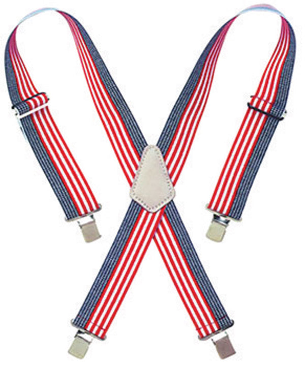 Custom Leathercraft CLC 4.25 in. L x 2 in. W Nylon Adjustable Suspenders Blue/Red/White One Size Fits Most 1 pair 110USA-CS