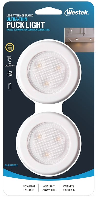 Westek 2PK WHT Comp Puck Light - Quantity 1 BL-PUTN-W2