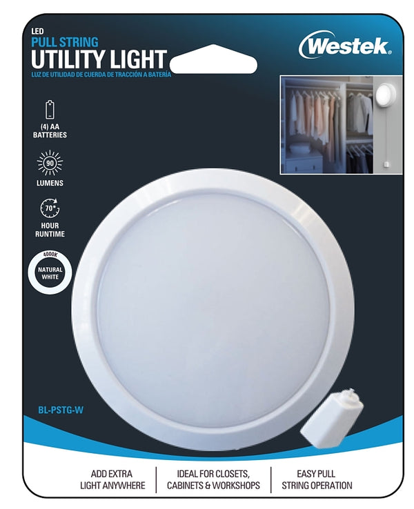 Westek BL-PSTG-W LED Pull String Utility Light, White