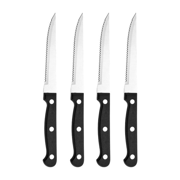 Farberware Stamped Triple Rivet High Carbon Stainless Steel Steak Knife Set, 4-Piece, Black 5099688
