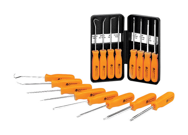 Performance Tool W941 8-Piece Specialty Pick/Driver Set, Precision Pick & Hook Set with Scraper
