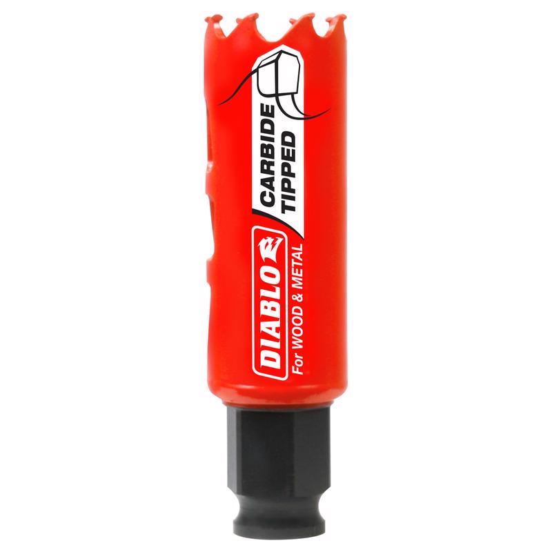 Diablo Carbide Teeth Hole Saw for Wood and Metal - Fits with Snap-Lock Plus Mandrel System, Tool-Free Plug Ejection - 1" Diameter, 2-3/8" Length - DHS1000CT
