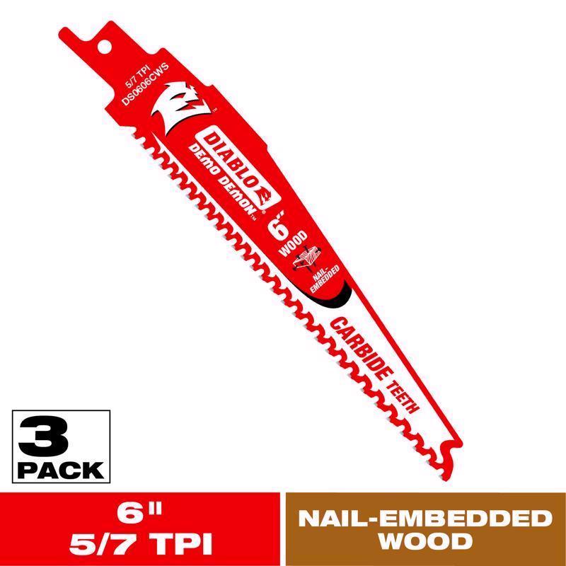 Freud-Diablo DB Carbide 6 6TPI 3PK SENS, Red, 6" (DS0606CWS3)