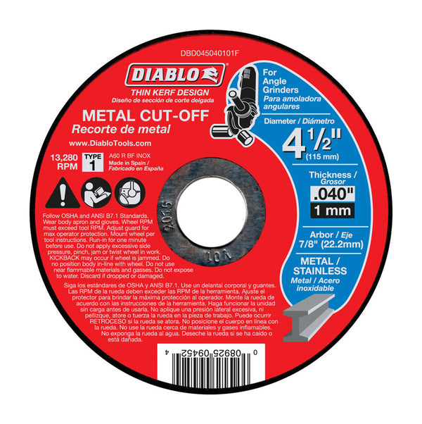 Freud-Diablo DBD045040101F DB 4-1/2X.040X7/8 MTL CO1 TKERF, One Size, Multi