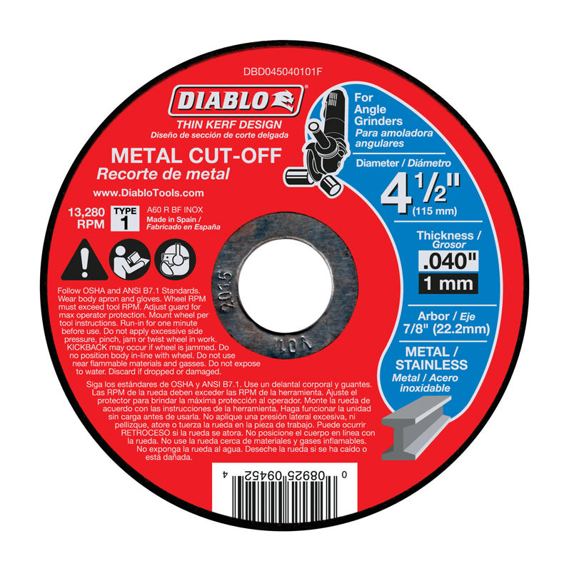 Freud-Diablo DBD045040101F DB 4-1/2X.040X7/8 MTL CO1 TKERF, One Size, Multi