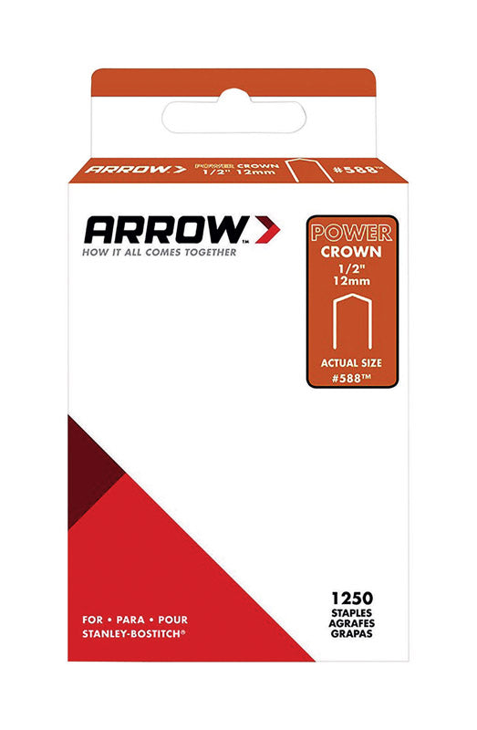 Arrow Fastener 2806487 No.588 0.5 x 0.37 in. Galvanized Steel Wide Crown Gray Standard Staples, 18 Gauge - Pack of 1250