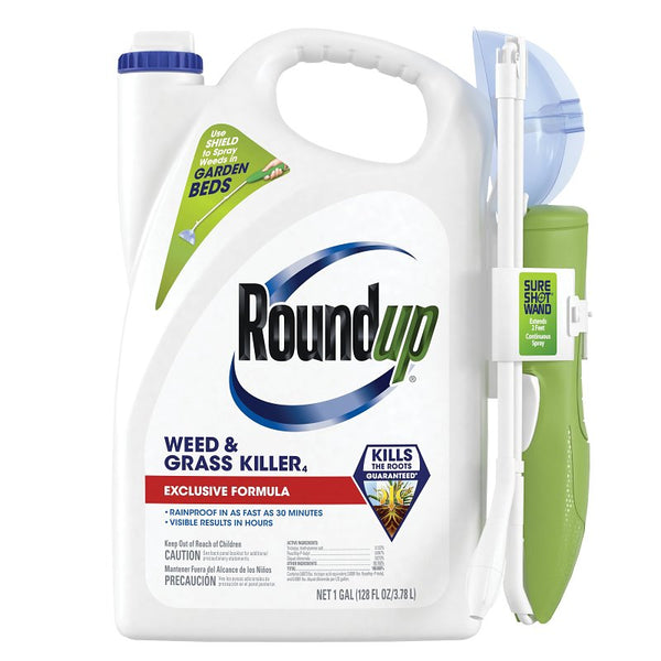 Roundup Weed & Grass Killer₄ with Sure Shot Wand, Use in and Around Flower Beds, Trees, and Driveways, 1 gal. 5375204