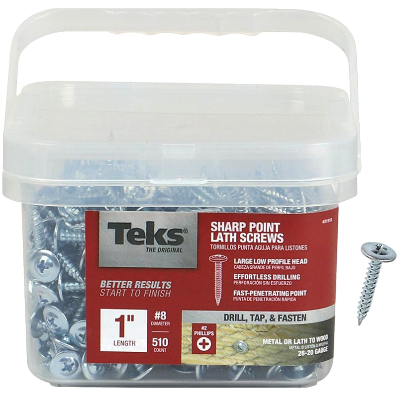 ITW Brands 21510 510 Pack, 8-15 x 1, Teks Lath Sharp Point Screws, 8-15" x 1", Metallic