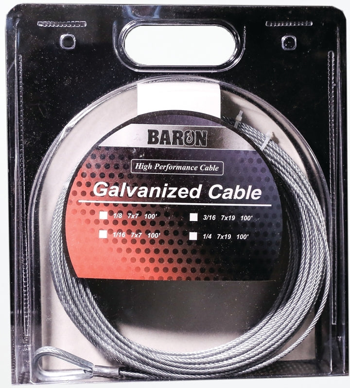 Baron Galvanized Steel 3/16 in. D X 50 ft. L Aircraft Cable 0 7005/50070