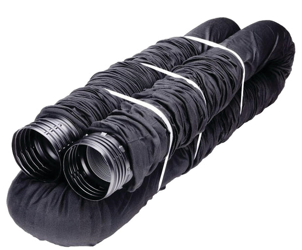 Flex-Drain 51510 Flexible/Expandable Landscaping Drain Pipe, Perforated with Filter Sock, 4-Inch by 25-Feet
